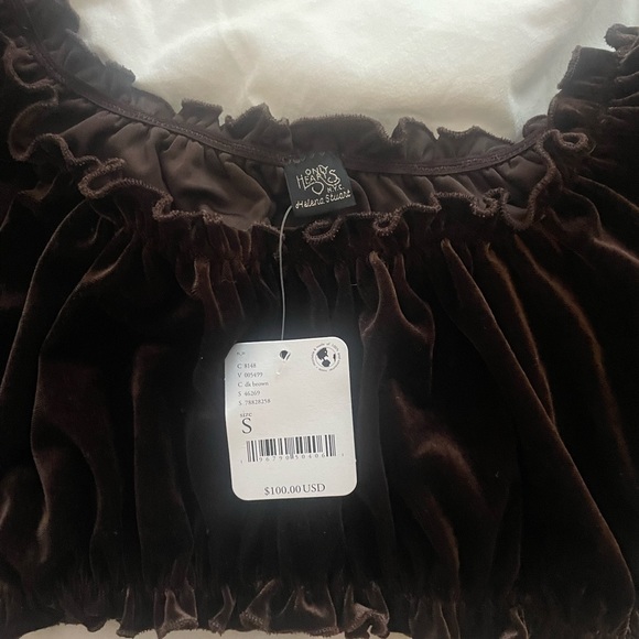 Free people brown velvet crop top with ruffles - NEW - Picture 4 of 4